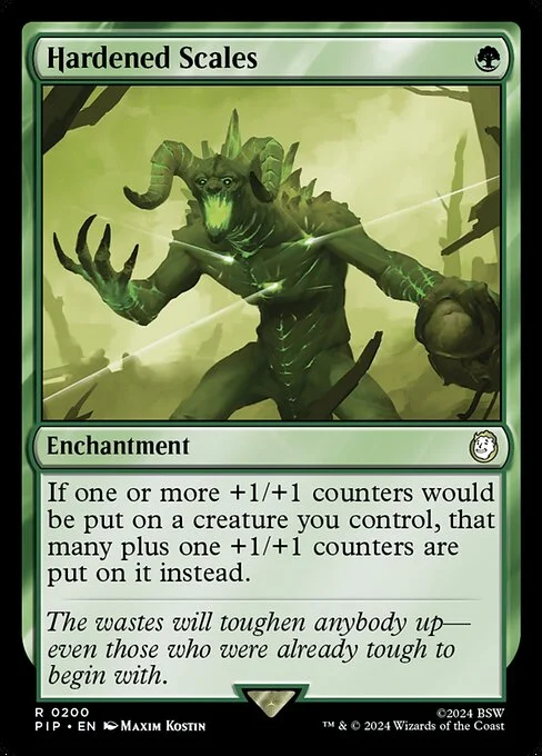 Hardened Scales, carta Magic di tipo Enchantment illustrata da Maxim Kostin