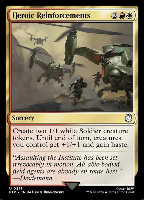 Heroic Reinforcements, carta Magic di tipo Sorcery illustrata da Daniel Romanovsky