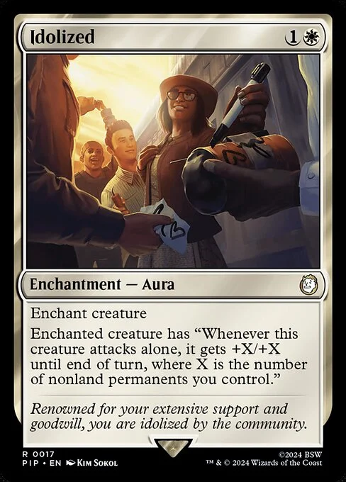 Idolized, carta Magic di tipo Enchantment — Aura illustrata da Kim Sokol
