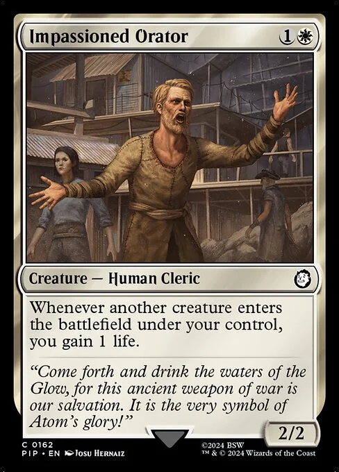 Impassioned Orator, carta Magic di tipo Creature — Human Cleric illustrata da Josu Hernaiz