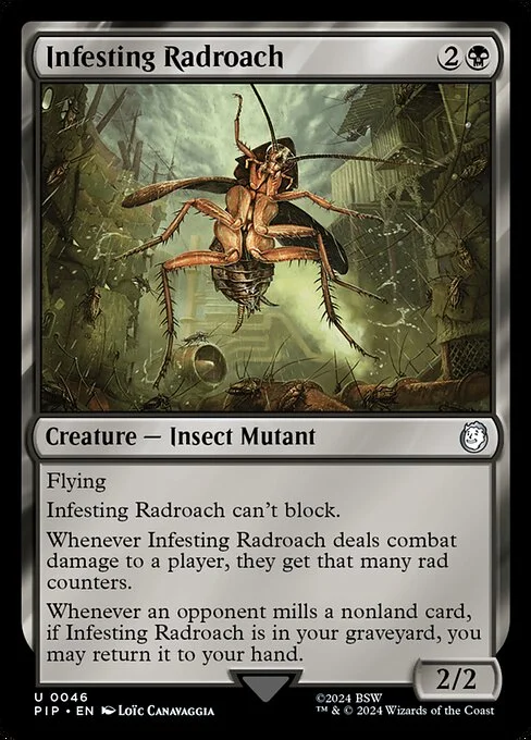 Infesting Radroach, carta Magic di tipo Creature — Insect Mutant illustrata da Loïc Canavaggia