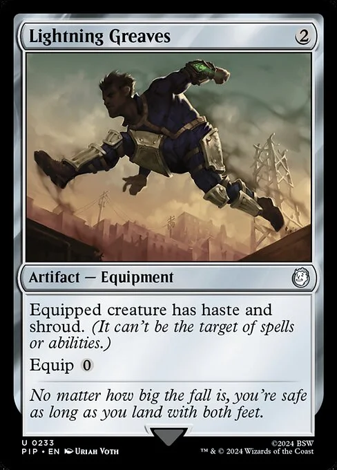 Lightning Greaves, carta Magic di tipo Artifact — Equipment illustrata da Uriah Voth