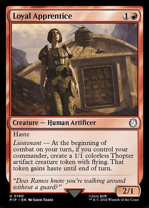 Loyal Apprentice, carta Magic di tipo Creature — Human Artificer illustrata da Ilker Yildiz
