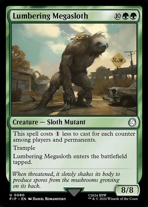 Lumbering Megasloth, carta Magic di tipo Creature — Sloth Mutant illustrata da Daniel Romanovsky