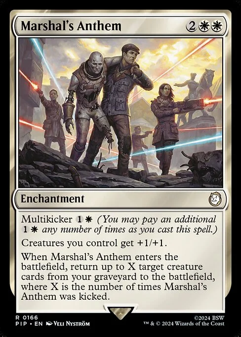 Marshal's Anthem, carta Magic di tipo Enchantment illustrata da Veli Nyström