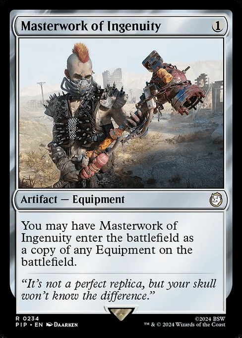 Masterwork of Ingenuity, carta Magic di tipo Artifact — Equipment illustrata da Daarken