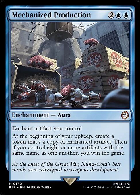 Mechanized Production, carta Magic di tipo Enchantment — Aura illustrata da Brian Valeza