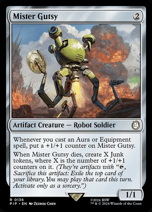 Mister Gutsy, carta Magic di tipo Artifact Creature — Robot Soldier illustrata da Zezhou Chen