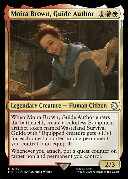 Moira Brown, Guide Author, carta Magic di tipo Legendary Creature — Human Citizen illustrata da Campbell White
