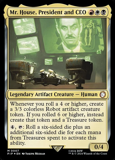 Mr. House, President and CEO, carta Magic di tipo Legendary Artifact Creature — Human illustrata da Joseph Meehan