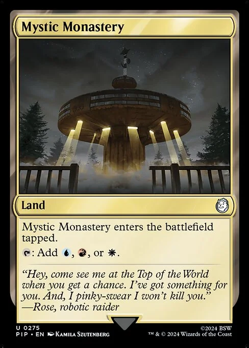 Mystic Monastery, carta Magic di tipo Land illustrata da Kamila Szutenberg