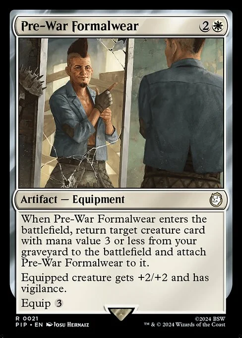 Pre-War Formalwear, carta Magic di tipo Artifact — Equipment illustrata da Josu Hernaiz