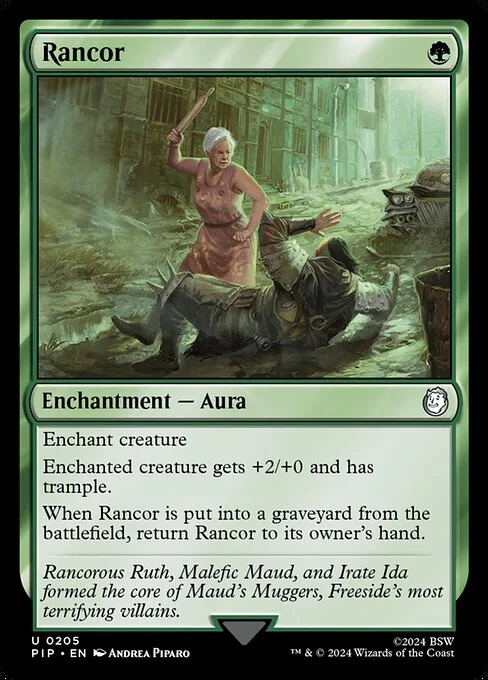 Rancor, carta Magic di tipo Enchantment — Aura illustrata da Andrea Piparo