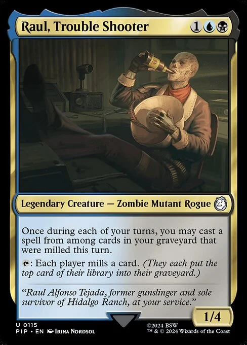 Raul, Trouble Shooter, carta Magic di tipo Legendary Creature — Zombie Mutant Rogue illustrata da Irina Nordsol