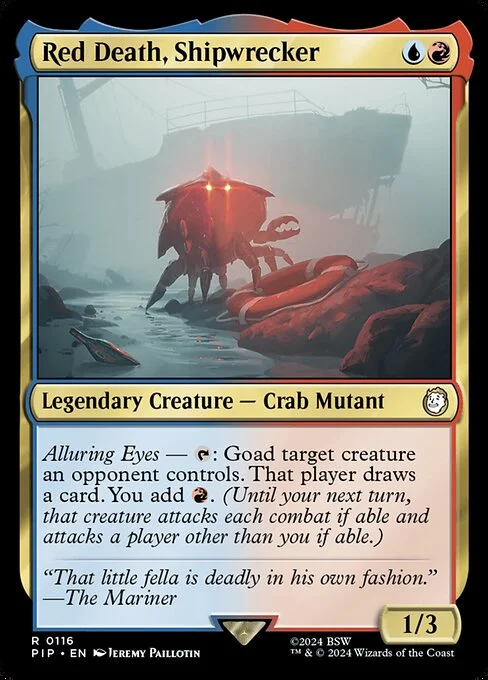 Red Death, Shipwrecker, carta Magic di tipo Legendary Creature — Crab Mutant illustrata da Jeremy Paillotin