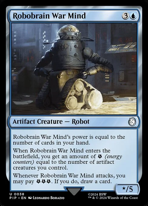 Robobrain War Mind, carta Magic di tipo Artifact Creature — Robot illustrata da Leonardo Borazio