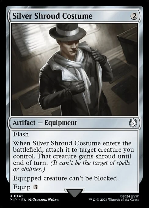 Silver Shroud Costume, carta Magic di tipo Artifact — Equipment illustrata da Zuzanna Wużyk