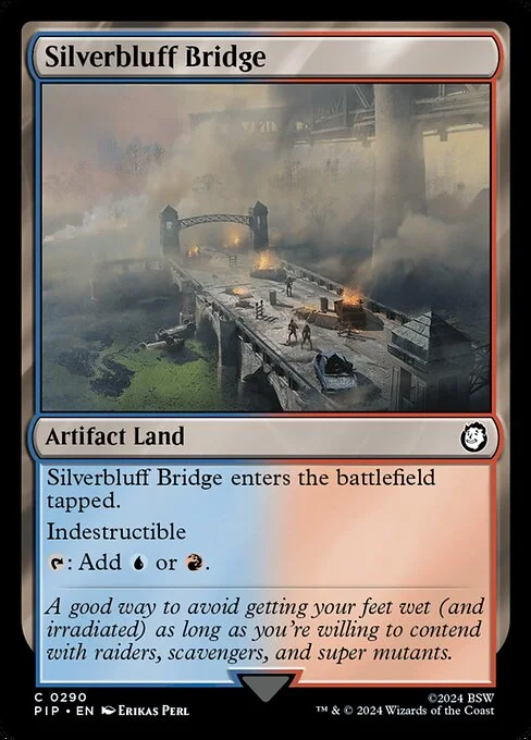 Silverbluff Bridge, carta Magic di tipo Artifact Land illustrata da Erikas Perl