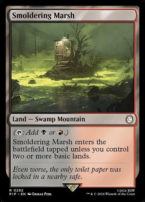 Smoldering Marsh, carta Magic di tipo Land — Swamp Mountain illustrata da Erikas Perl
