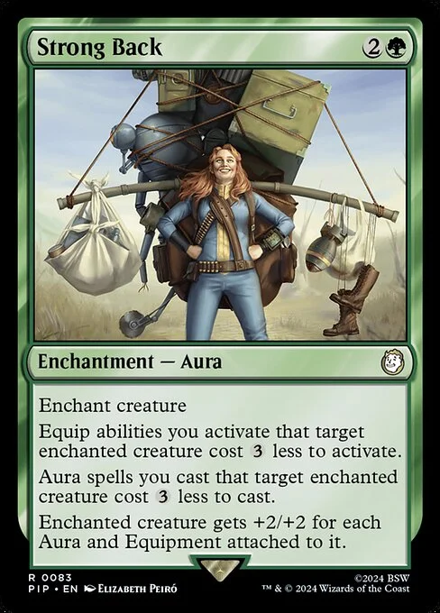 Strong Back, carta Magic di tipo Enchantment — Aura illustrata da Elizabeth Peiró