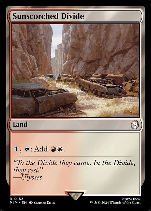 Sunscorched Divide, carta Magic di tipo Land illustrata da Zezhou Chen