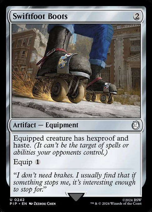 Swiftfoot Boots, carta Magic di tipo Artifact — Equipment illustrata da Zezhou Chen