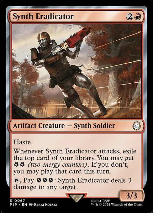 Synth Eradicator, carta Magic di tipo Artifact Creature — Synth Soldier illustrata da Kekai Kotaki