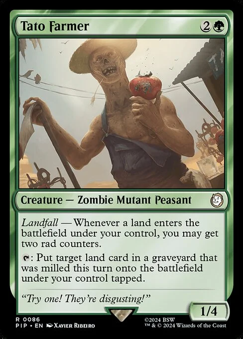 Tato Farmer, carta Magic di tipo Creature — Zombie Mutant Peasant illustrata da Xavier Ribeiro
