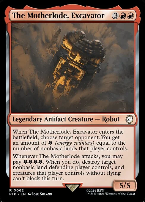 The Motherlode, Excavator, carta Magic di tipo Legendary Artifact Creature — Robot illustrata da Josu Solano