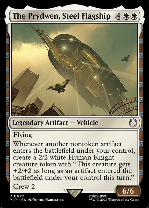 The Prydwen, Steel Flagship, carta Magic di tipo Legendary Artifact — Vehicle illustrata da Victor Harmatiuk