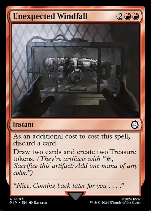 Unexpected Windfall, carta Magic di tipo Instant illustrata da Rafater