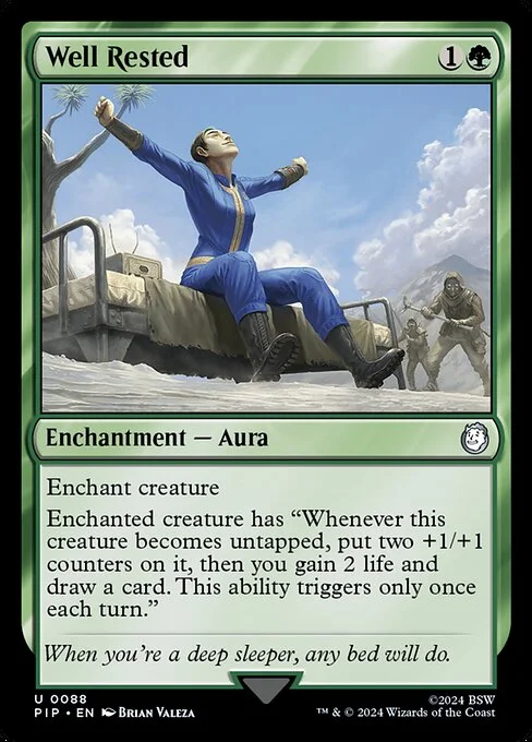 Well Rested, carta Magic di tipo Enchantment — Aura illustrata da Brian Valeza