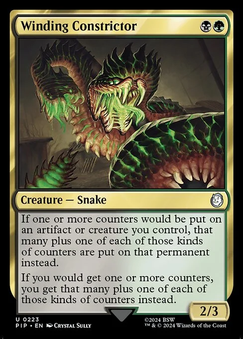 Winding Constrictor, carta Magic di tipo Creature — Snake illustrata da Crystal Sully