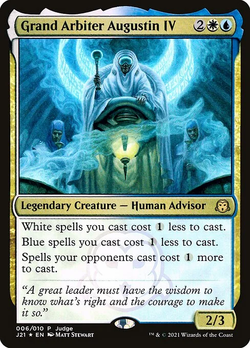 Grand Arbiter Augustin IV, carta Magic di tipo Legendary Creature — Human Advisor illustrata da Matt Stewart