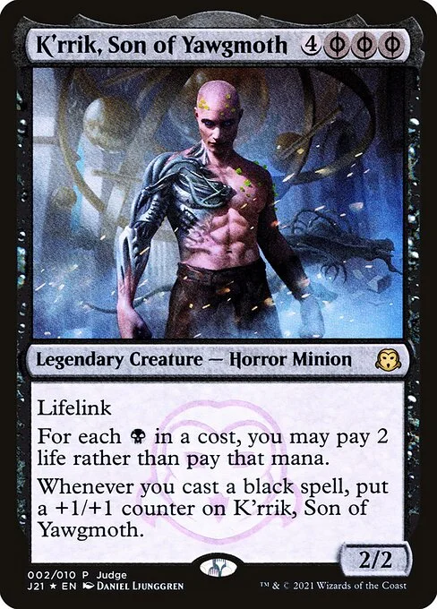 K'rrik, Son of Yawgmoth, carta Magic di tipo Legendary Creature — Phyrexian Horror Minion illustrata da Daniel Ljunggren