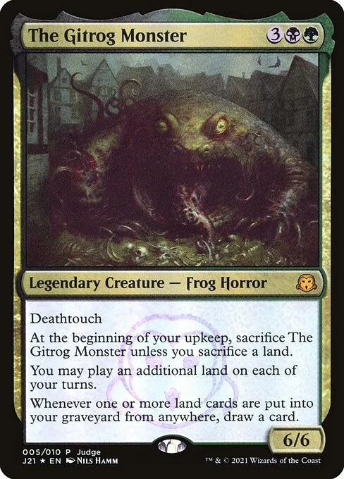 The Gitrog Monster, carta Magic di tipo Legendary Creature — Frog Horror illustrata da Nils Hamm