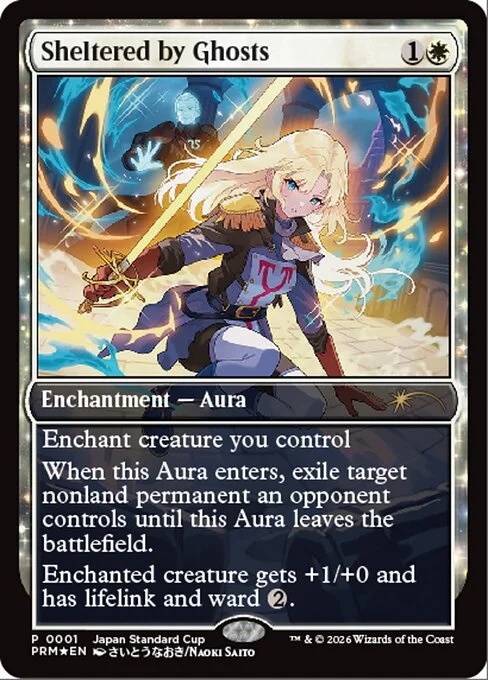 Sheltered by Ghosts, carta Magic di tipo Enchantment — Aura illustrata da Naoki Saito