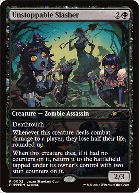Unstoppable Slasher, carta Magic di tipo Creature — Zombie Assassin illustrata da HNCL