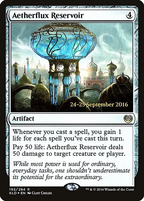 Aetherflux Reservoir, carta Magic di tipo Artifact illustrata da Cliff Childs