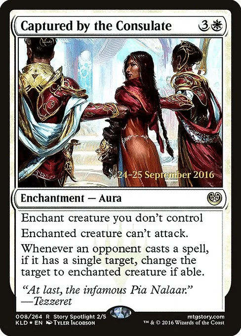 Captured by the Consulate, carta Magic di tipo Enchantment — Aura illustrata da Tyler Jacobson