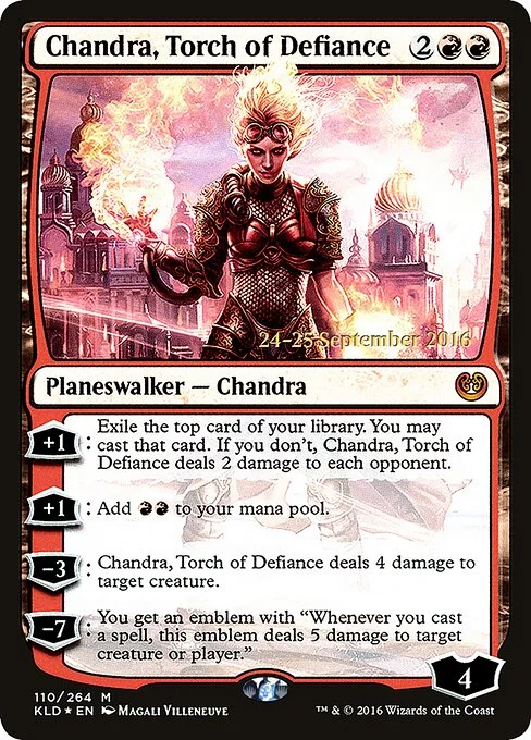 Chandra, Torch of Defiance, carta Magic di tipo Legendary Planeswalker — Chandra illustrata da Magali Villeneuve