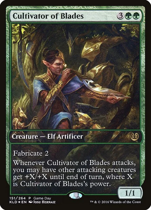 Cultivator of Blades, carta Magic di tipo Creature — Elf Artificer illustrata da Josu Hernaiz