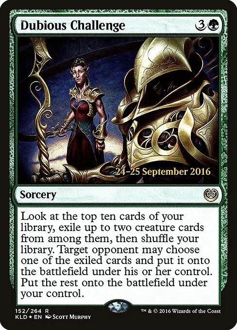 Dubious Challenge, carta Magic di tipo Sorcery illustrata da Scott Murphy