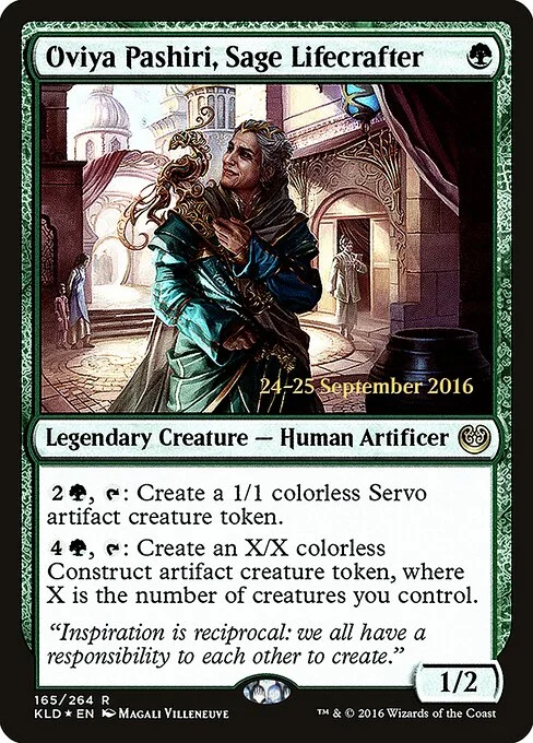 Oviya Pashiri, Sage Lifecrafter, carta Magic di tipo Legendary Creature — Human Artificer illustrata da Magali Villeneuve