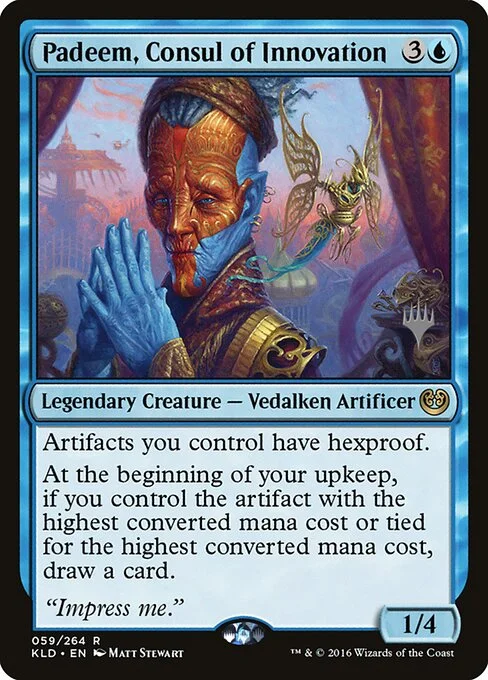 Padeem, Consul of Innovation, carta Magic di tipo Legendary Creature — Vedalken Artificer illustrata da Matt Stewart