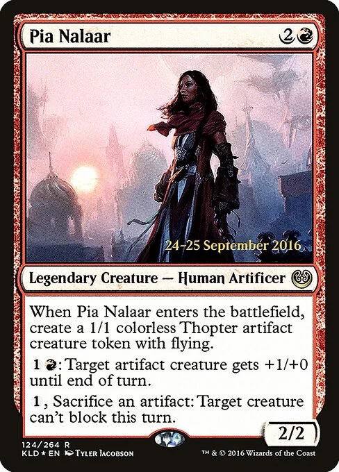 Pia Nalaar, carta Magic di tipo Legendary Creature — Human Artificer illustrata da Tyler Jacobson
