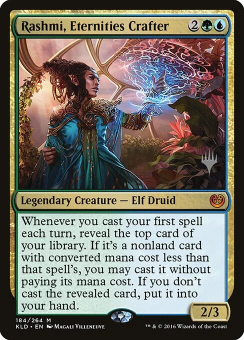 Rashmi, Eternities Crafter, carta Magic di tipo Legendary Creature — Elf Druid illustrata da Magali Villeneuve