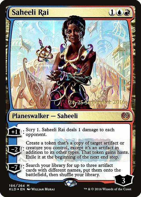 Saheeli Rai, carta Magic di tipo Legendary Planeswalker — Saheeli illustrata da Willian Murai