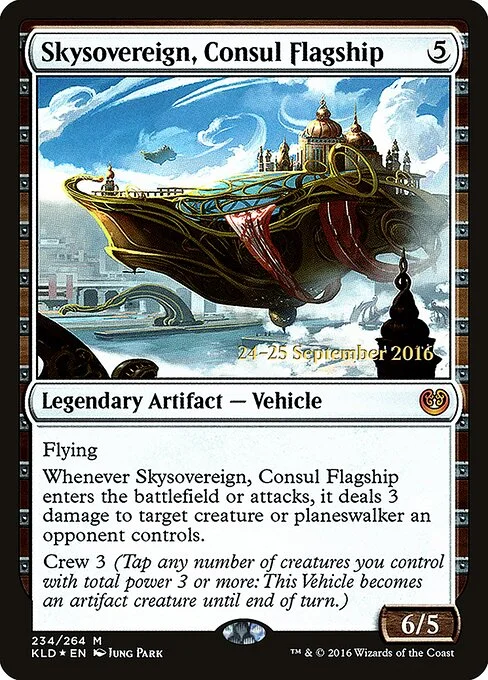 Skysovereign, Consul Flagship, carta Magic di tipo Legendary Artifact — Vehicle illustrata da Jung Park