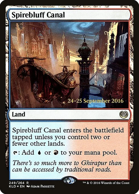 Spirebluff Canal, carta Magic di tipo Land illustrata da Adam Paquette
